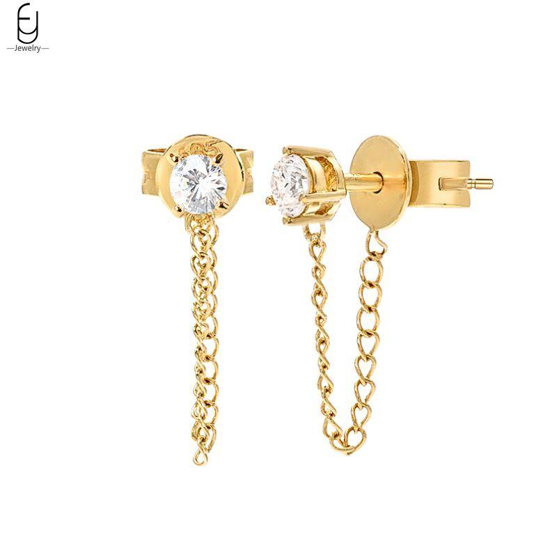 925 Silver Needle Luxury Long Chain Tassel Crystal Stud Earrings For Women Exquisite Pendant Gold Earrings Fine Jewelry