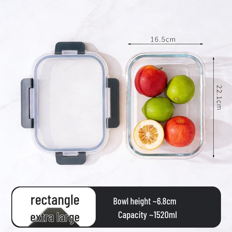 

Ru Han Rectangular Glass Food Storage Containers with Snap Lids, 1520ml (Set of 2)