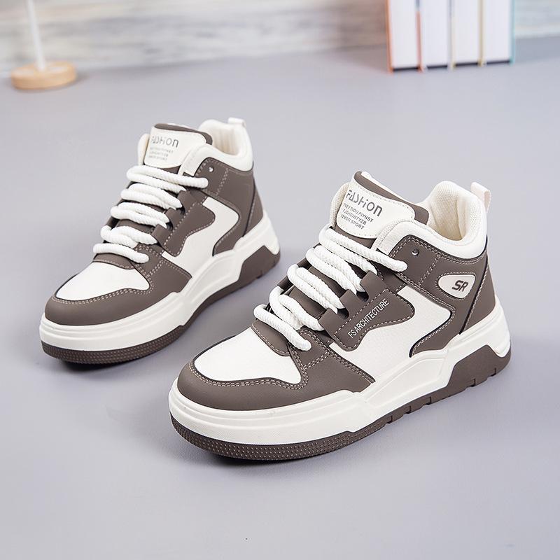 [Customized] High-top shoes women's spring and autumn 2024 new little white shoes sports and leisure shoes thick-soled heightening board shoes