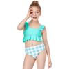Girl's Plaid Ruffled Bikini Swimsuit - European & American Style