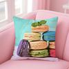 Sweet Macaron Girly Food Cushion Cover Pillowcase Short Plush Invisible Zipper Room Sofa Cushion Cover