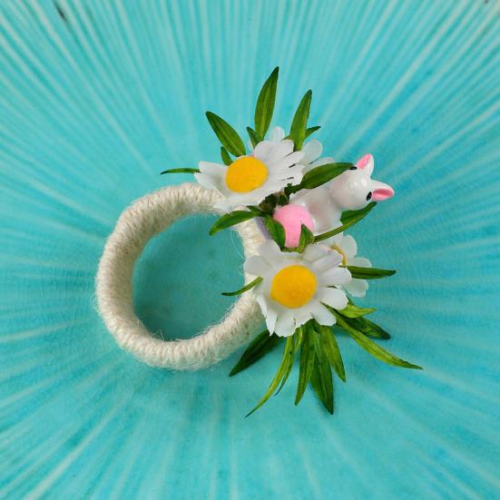 Easter Bunny Napkin Ring Rabbit Ear Easter Egg Design Napkin Holder Dinner Party Festive