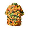 Retro Dark Green & Orange Chrysanthemum Cuban Collar Shirt