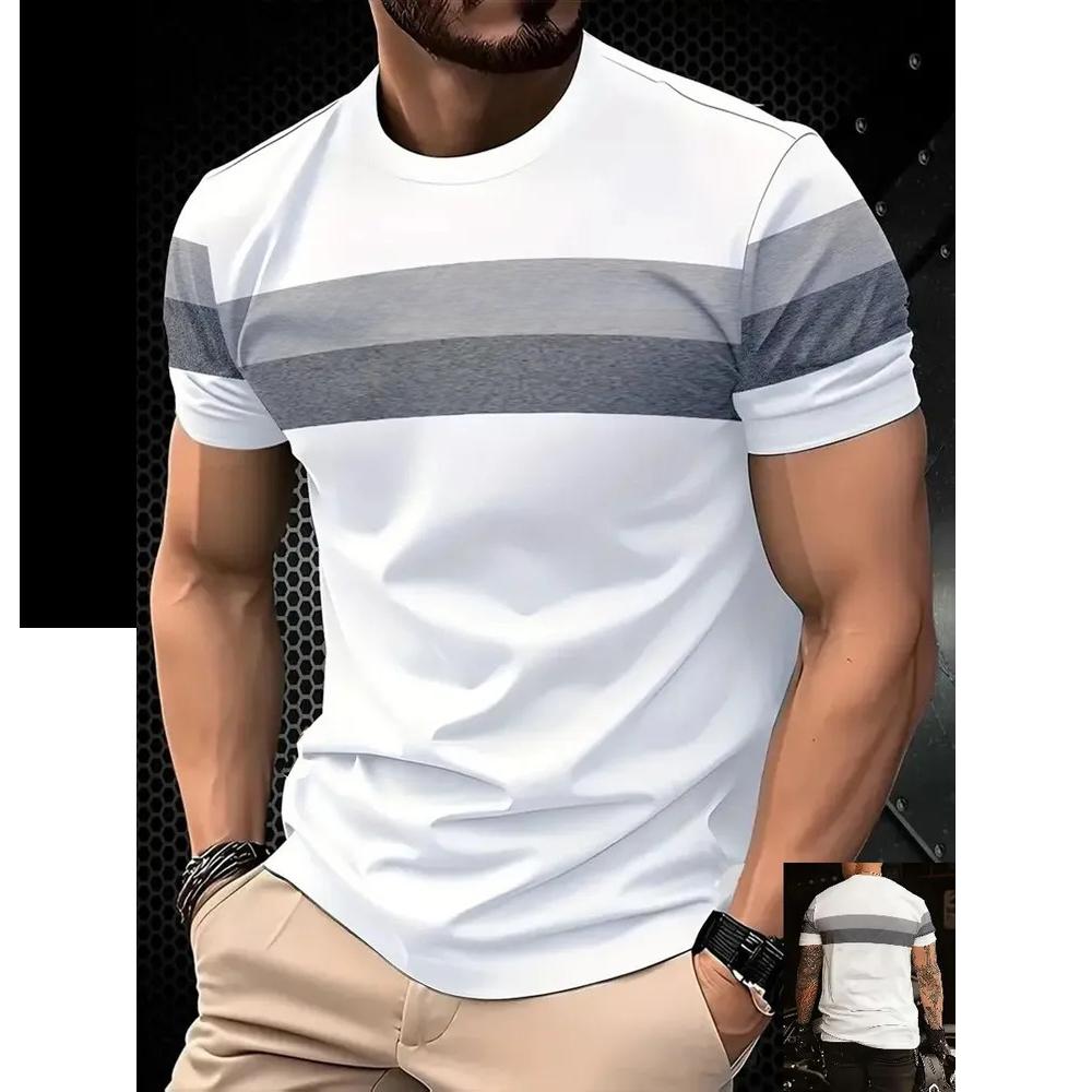 Casual Loose T-Shirt Men's Striped Printed Short Sleeve Fashion Top Daily Comfort T-Shirts Men’s