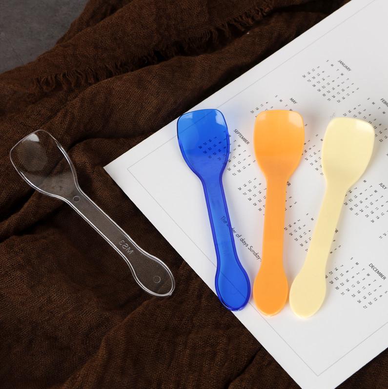 Transparent Disposable Dessert Spoon for Ice Cream, Mousse, Yogurt, Pudding, and Popsicles