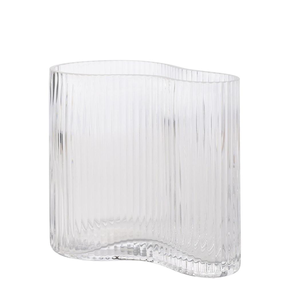 Hestia Clear Ribbed Glass Vase - Small