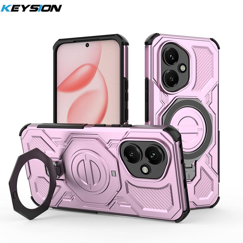 KEYSION Shockproof Magnetic Case for HONOR 400 Pro 5G Upright Live Metal Ring Stand Phone Back Cover for Huawei Honor 400 5G