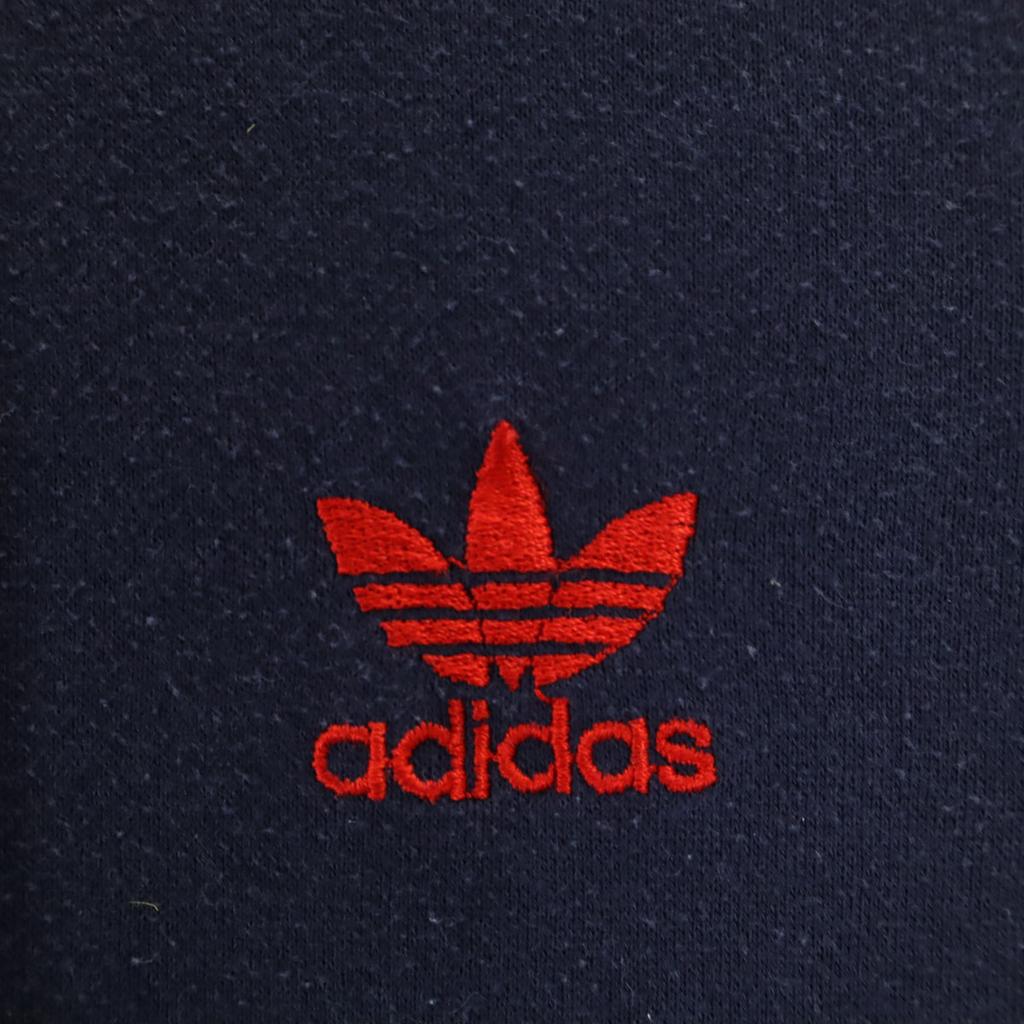 Adidas 80er Vintage Made in Taiwan Trefoil-Logo Langarm Zip-Hoodie S Herren Gebraucht
