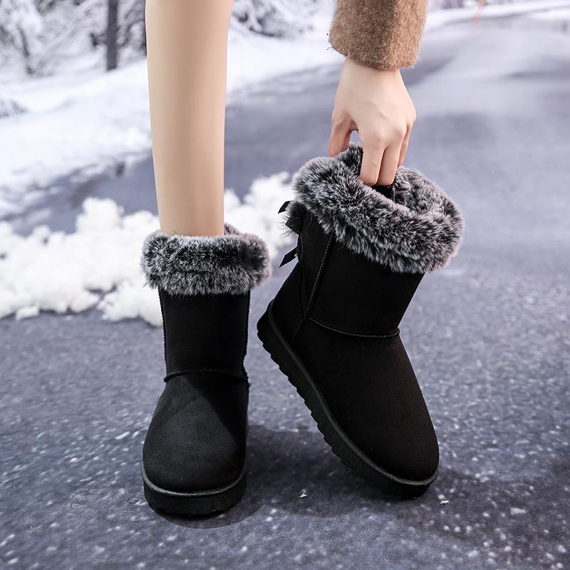 Fashion 2024 New Women Outdoor Comfortable Round Toe Boots Women Casual Winter Plush Fleece for Warmth Flat Snow Boots Shoes for Women