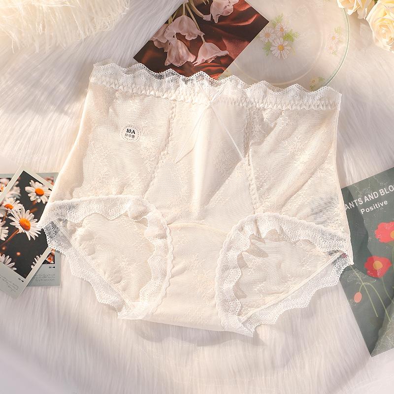 Plus Size Female Spring and Summer Lace Pure Cotton Extended Crotch High Waist and Hip Shape Up Briefs
