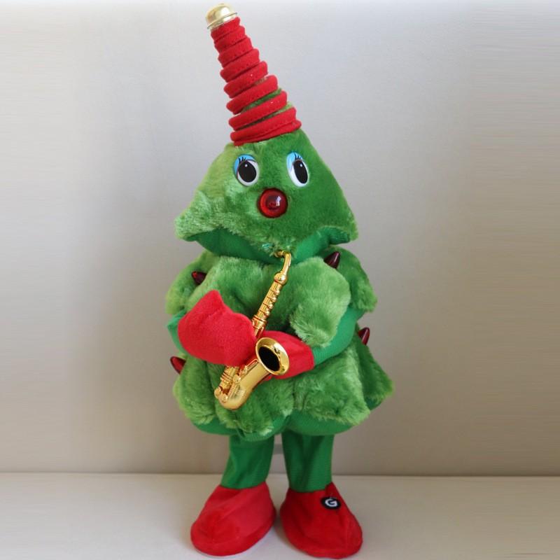 Electric Dancing Christmas Tree Plush Toy Glowing Halloween Christmas Decoration Swinging Singing Festive Home Decorations