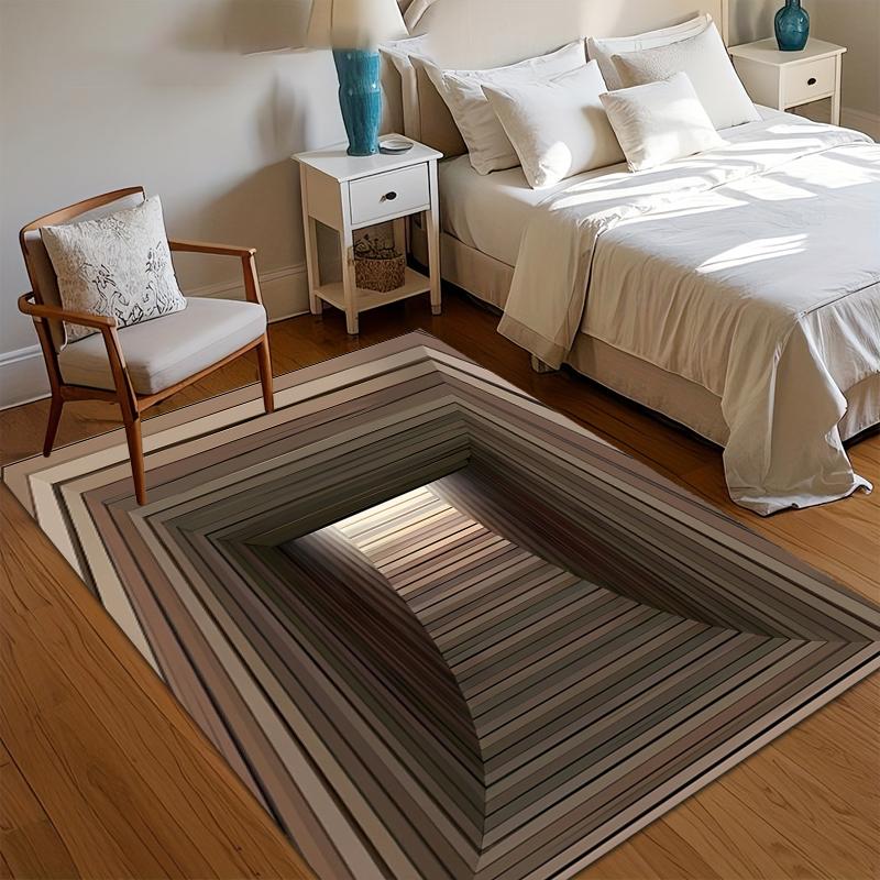 

3D Striped Tunnel Illusion Rug Kids Room Pran Doormat NonSlip Easy Clean Fun Decor Carpet for Living Room Bedroom Pet Friendly 40X60cm