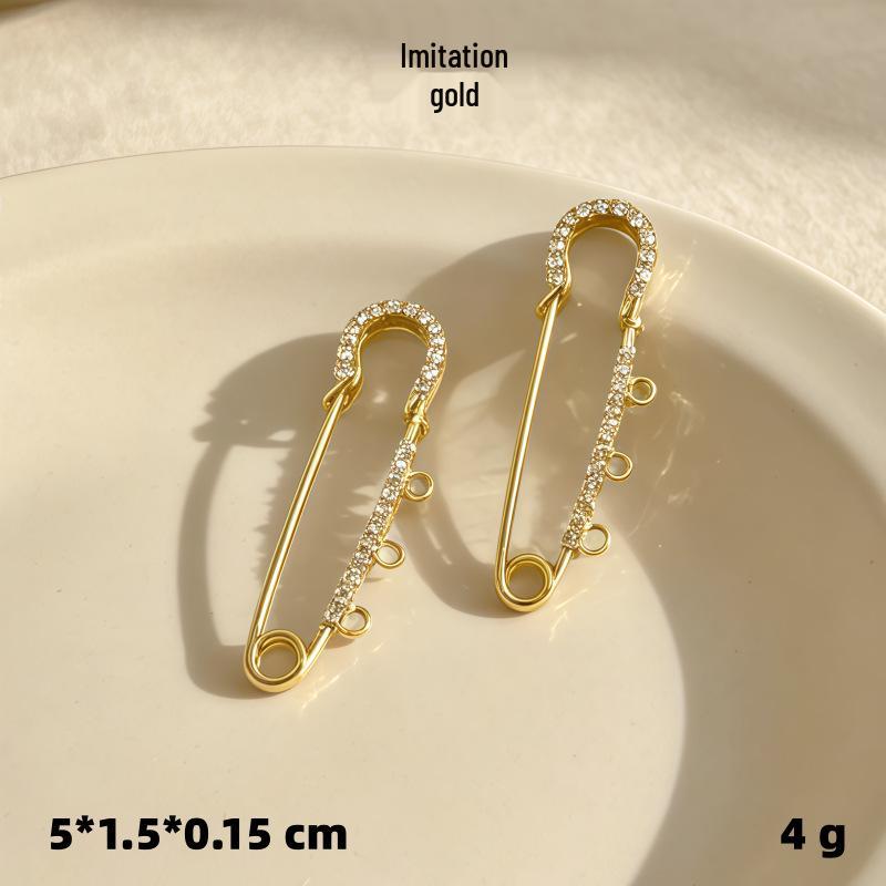Korean Style Rhinestone U-Shaped Brooch Pin & Waist Cincher Scarf Buckle
