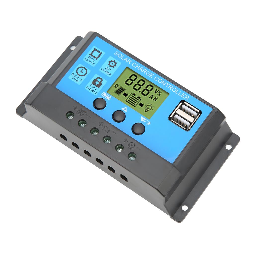 12V 24V Solar Charge Controller USB PWM Photovoltaic Solar Panel Charge Regulator with LCD Display 20A