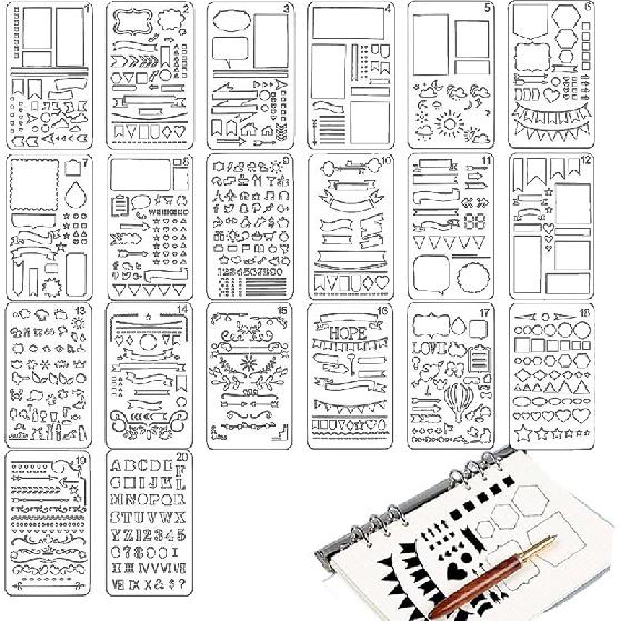 Handmade Flexible Record Template Set Planner Stencils Templates, Universal Stencils That Fit Any Planner