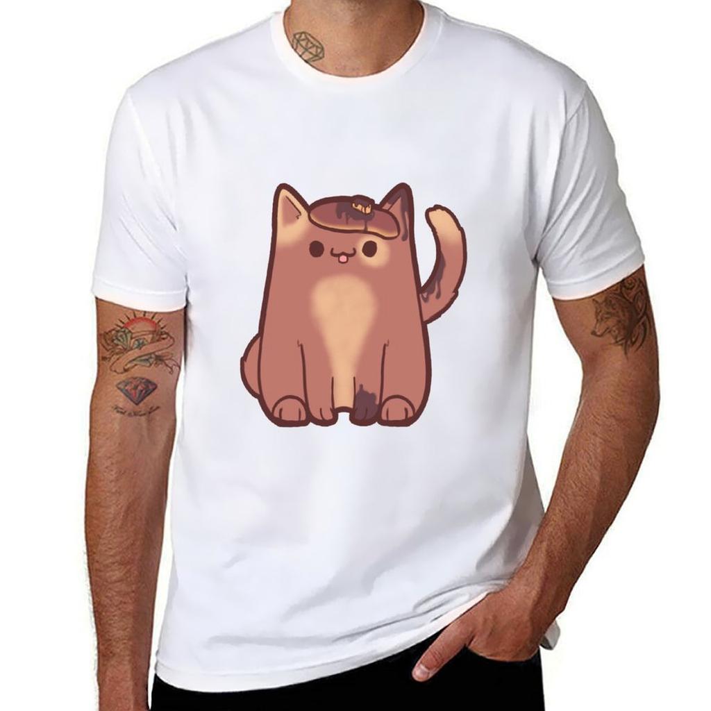 Pancake Cat Tshirt Minimalist Plain Crew Neck Tshirt