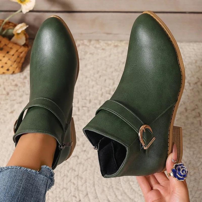 Autumn New Women's Shoes Fashion Casual Ankle Boots Women's Pointed Coarse Heel Fashion Boots Versatile Show High End