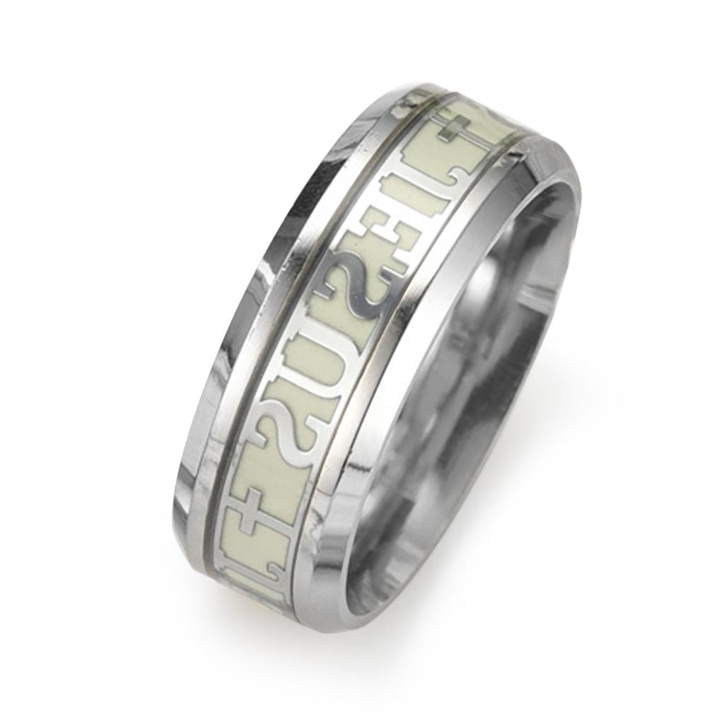 Fashion Florescent Night Glowing Jesus Stainless Steel Ring Personality Original Fashion Florescent Night Glowing Jesus Stainless Steel Ring Personality Original