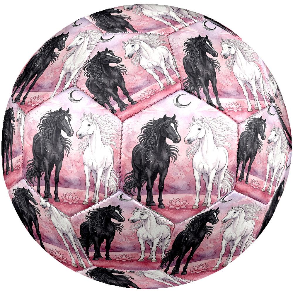 1pc Black White Horses Theme Soccer Ball Football, Size 5, Lightweight PVC, Outdoor Training Soccer Ball,Gift C6564