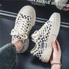 Men Grid Canvas Shoes Platform Casual Flat Shoes Fashion Comfort Wear-resistant Sneakers Zapatillas Tenis Trendy Man Board Shoes