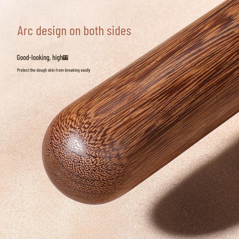 Beech Wood Rolling Pin for Dough and Dumplings - Solid Wood Baking Tool with Round Head