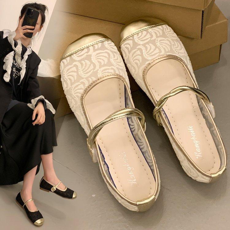 

Обувь весна лето тканевая обувь кружевные дышащие одинарные туфли женские туфли Мэри Джейн на плоской подошве модная и удобная обувь 35