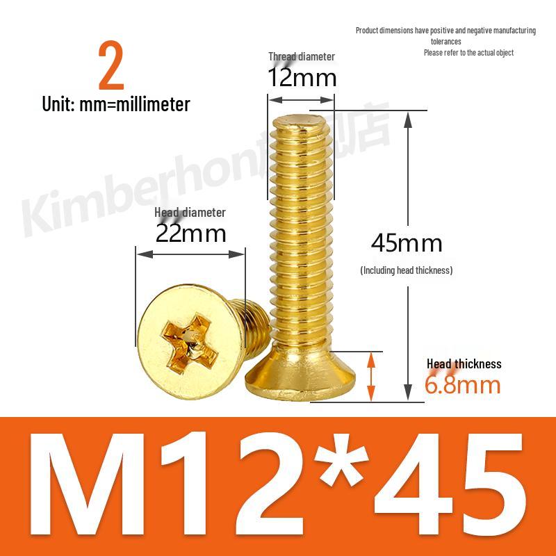 Copper Phillips Countersunk Head Machine Screws, Sizes M2–M4, Lengths 6/8/10/12mm