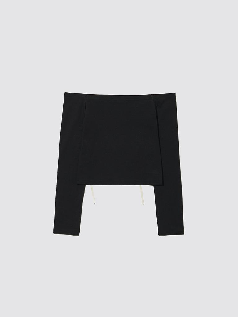 MEENDERI Ribbon Off-Shoulder Top - Black