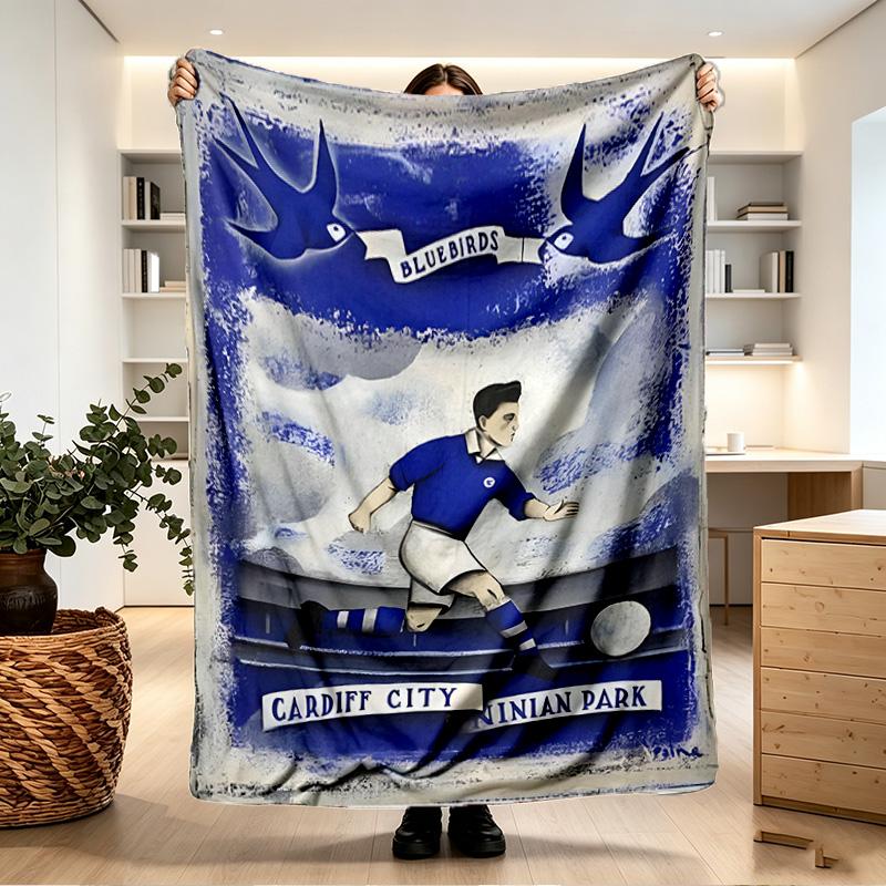 Cardiff City FC Print Blanket - Soft & Comfortable, for Bedroom, Travel, Sofa, Home Decoration - Birthday Christmas Gift for Friend