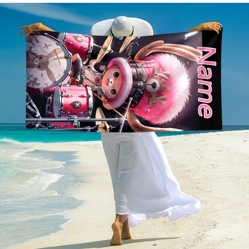 Personalized customized proof beach towel with One Piece Chopper pattern - soft, absorbent,quick-drying,perfect swimming,camping&bathing