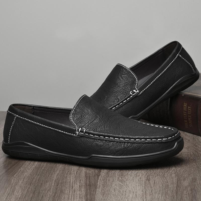 Breathable Slip On Mens Walking Shoes New Men Casual Flats Genuine Leather Men Shoes Brand Men Classic Loafers Italian Moccasins