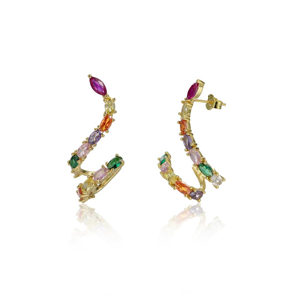 

ANDYWEN, стерлинговое серебро 925 пробы, золото, радуга, CZ, обруч в виде змеи, серьги-гвоздики для пирсинга, Pendientes, 2023, роскошные ювелирные изделия M