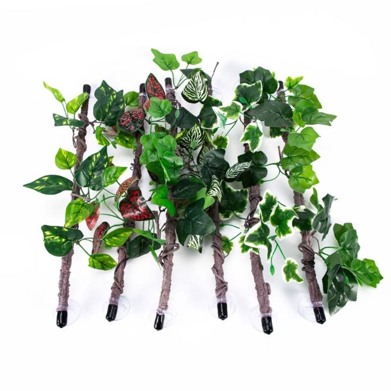 Artificial Branch for Reptiles Tanks Flexible and Safe Decoration Comfortable Environment Plant Vine with Suction Cup