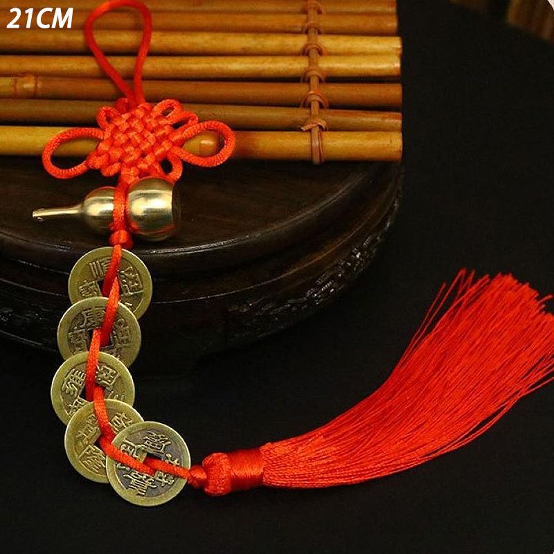 Handmade Brass Chinese Knot Five Emperor Coin Gourd A Household Door Hanging Car Accessories Gift