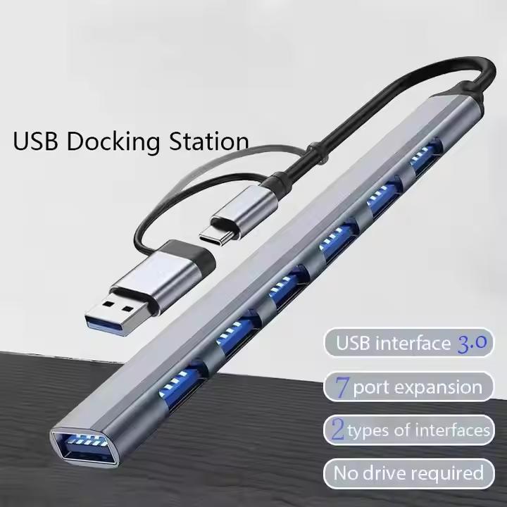 USB 3.0 Hub 7 In 1 Multi-port Type C Hub 7 Port Usb 3.0 Usb2.0 Adpater for Macbook Laptop Tablet & PC
