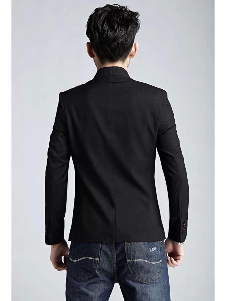 Men's Youth Slim Fit Zhongshan Suit: Stand Collar Casual Chinese Style Wedding Dress 16