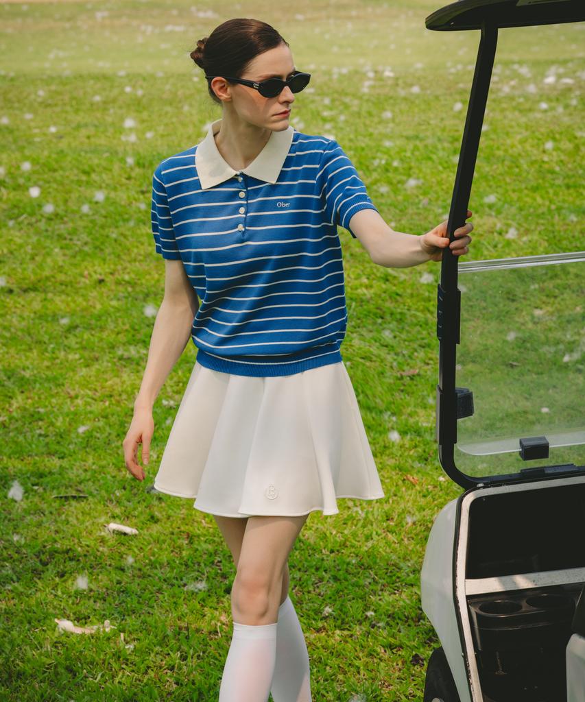 OBER GOLF Summer Striped Polo Knit (Black)