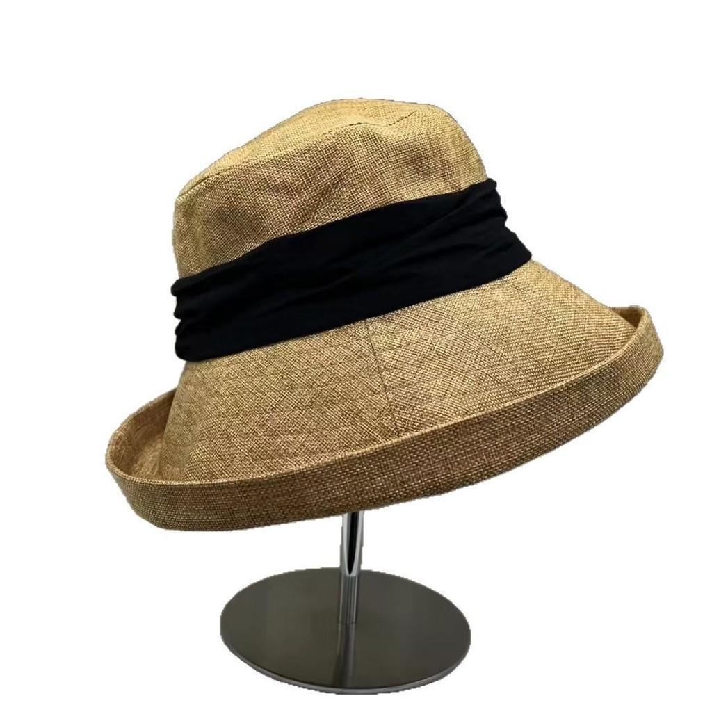 Linen Summer Fisherman Hat With Large Brim And Bow Decoration For Daily Wear