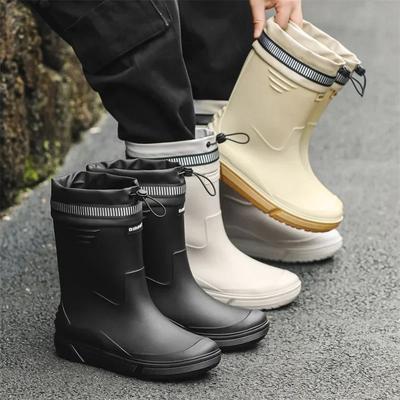 Men's Rain Boots Outdoor Waterproof Fishing Rubber Galoshes Fashion Mid-calf PVC Rubber Boots Non Slip Work Booties Botas Lluvia