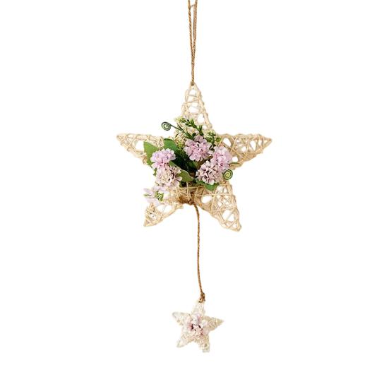 Rattan Hanging Ornaments Five-pointed Star Shape Hangings Handcrafted Durable Wear-resistant Home Decoration for Family