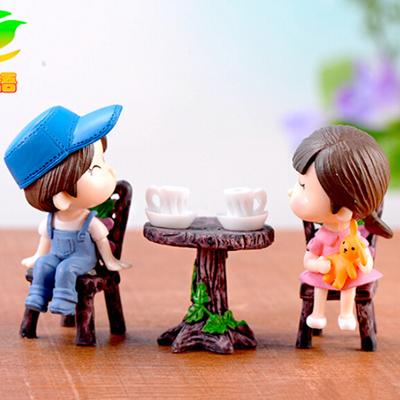 Miniatur-Fee-Gartentisch, Stuhl, Kunstharz, Kunsthandwerk, Mikro-Landschaft, Ornament, Dekor