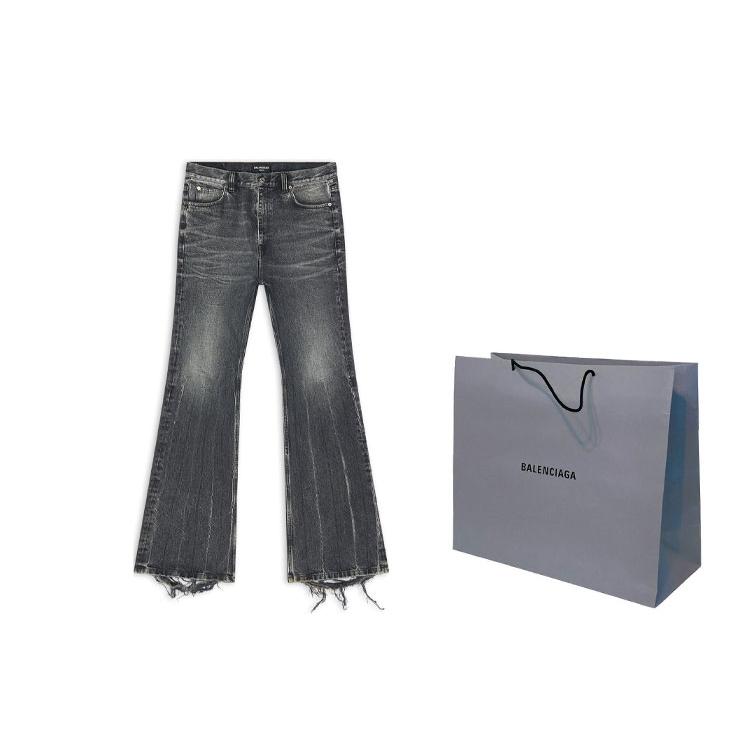 Balenciaga Jeans da Uomo Neri Moderatamente Svasati 697829TBP471090