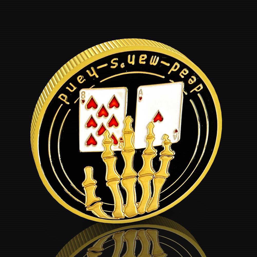 Poker Skeleton Hand Pressure Tool, Metal Coins, Men's Gold Commemorative Badge, Creative Chips, Toys, Small Gifts