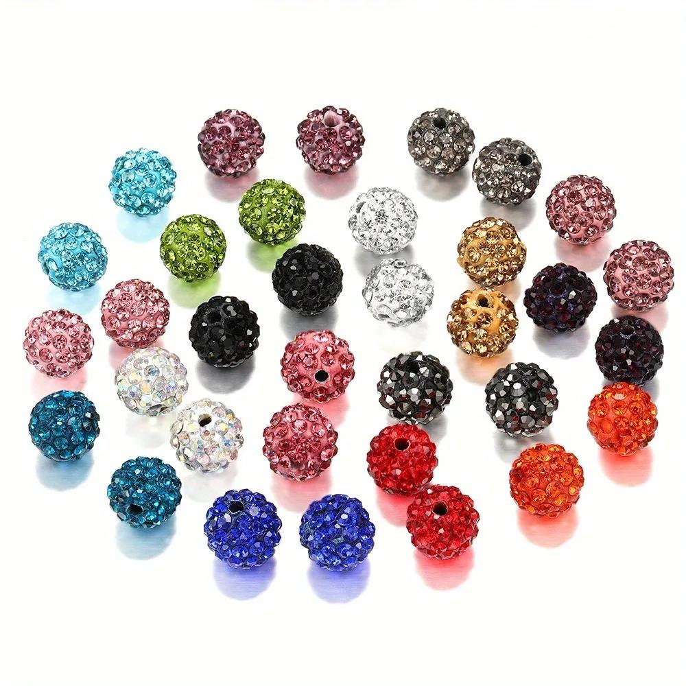 10mm 10pcs Rhinestone Beads Round Beads Bulk Sparkle Crystal Bead for Necklace Bracelet Earring Jewelry Making DIY Decoration