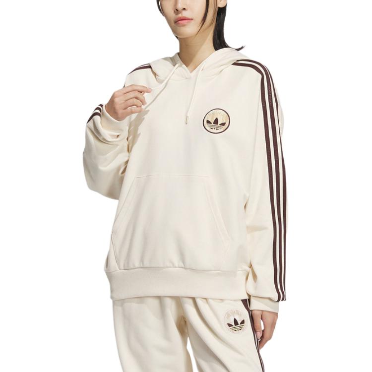 Adidas Originals Striped Design Loose Fit Hoodie Women Hoodies White JC6853