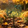 Rustic Copper Bird Statue Metal Garden Stake, Weather Resistant Iron Yard Art Ornament, Figurine Retro Patina Finish Sign for Outdoor Lawn Decor