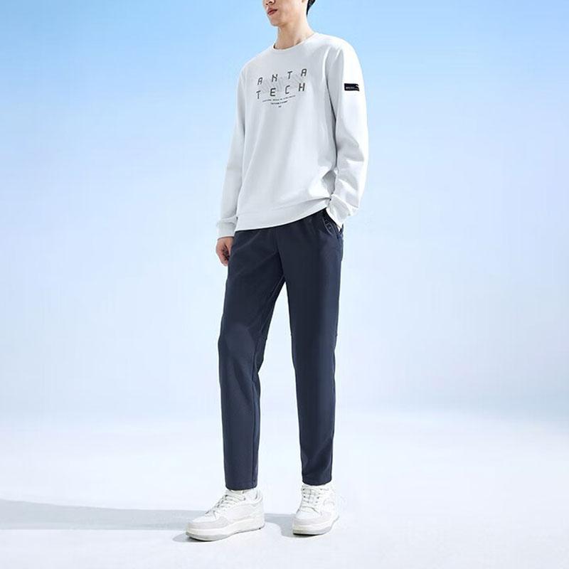 Anta Training Series Solid Color Tapered Mid-Rise Knitted Sports Pants Men Bottoms Black 152337338-1