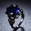 Anello Rotondo Grande Diamante Nero Piccolo Diamante Nero Anello Uomo e Donna Anello Personalizzato per il Temperamento