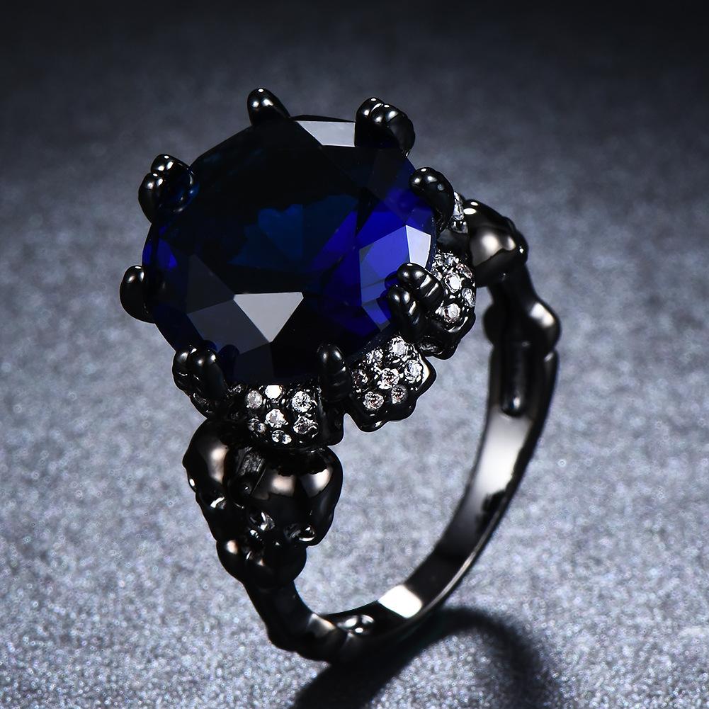 Круглое Большое Черное Бриллиантовое Маленькое Черное Бриллиантовое Кольцо Мужское и Женское Темпераментное Персонализированное Кольцо No. 5