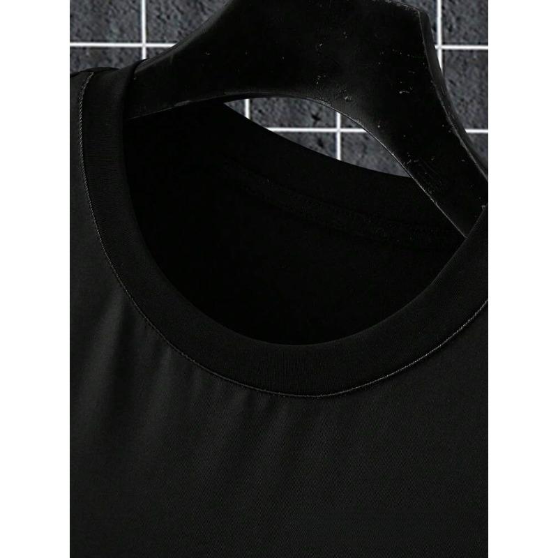 Letní pánské tričko s kulatým výstřihem a 3D potiskem přechodových písmen, módní ležérní krátký rukáv